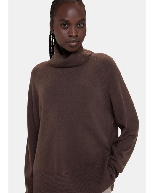 Whistles Brown Cashmere Roll Neck
