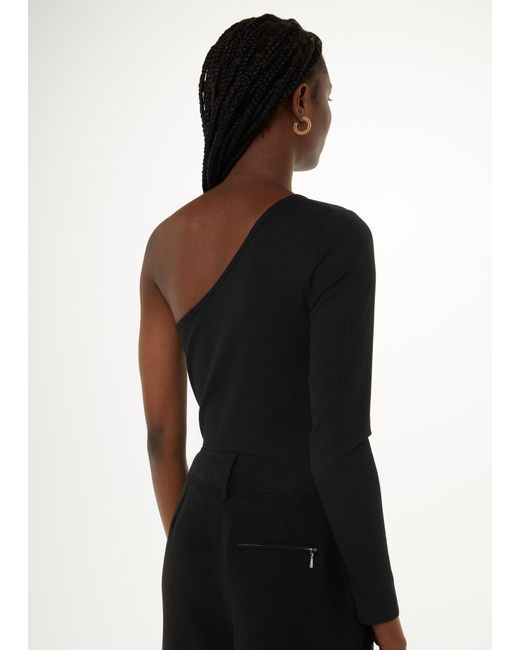 Whistles Black One Sleeve Ribbed Top