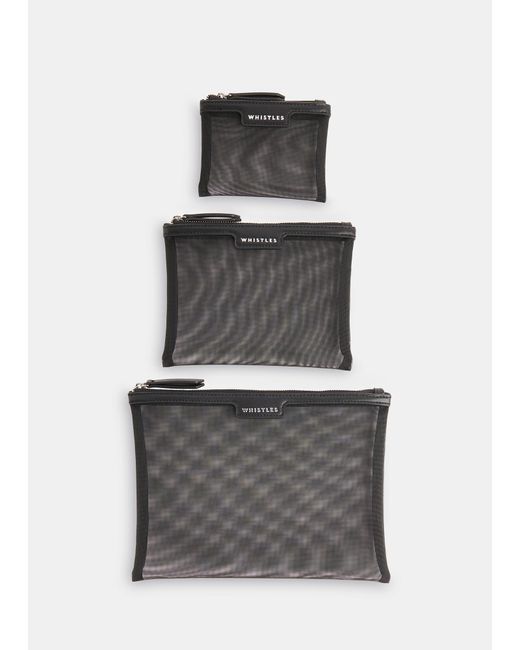 Whistles Black 3 Pack Mesh Pouches