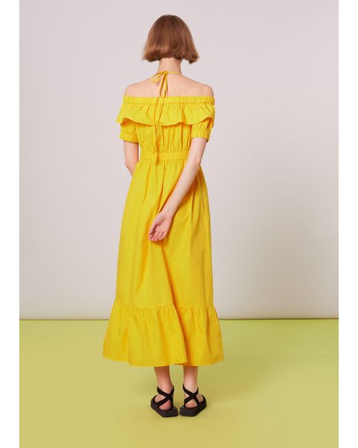 Whistles Yellow Serena Poplin Bardot Dress