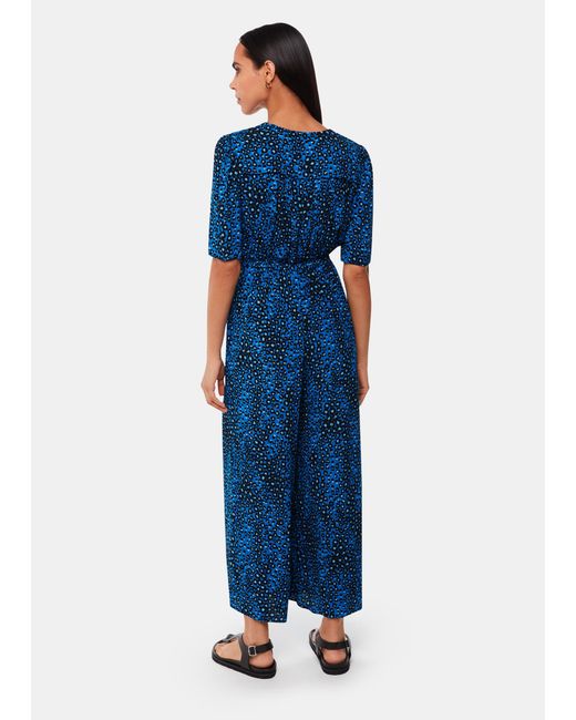 Whistles Blue Painted Leopard Jumpsuit
