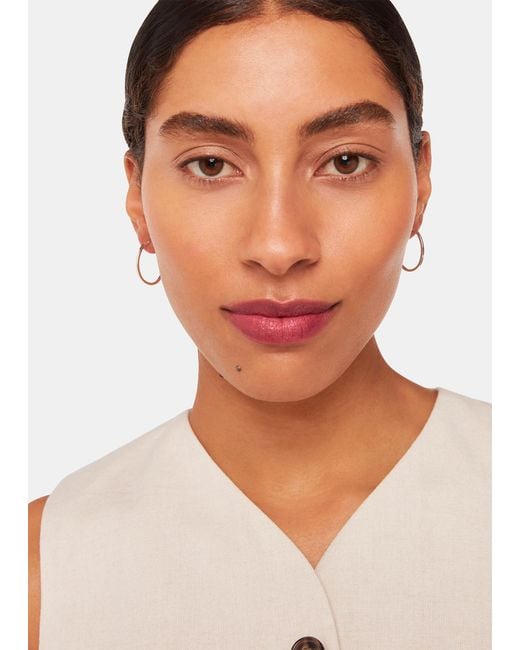 Whistles Natural Mini Oval Thin Hoop