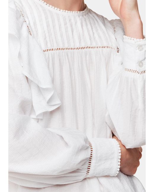 Whistles White Johanna Textured Frill Blouse