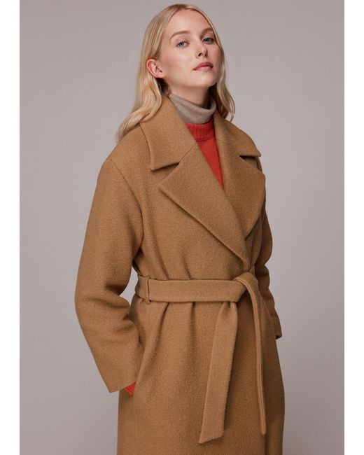 Whistles Lorna Wrap Wool Coat in Natural Lyst