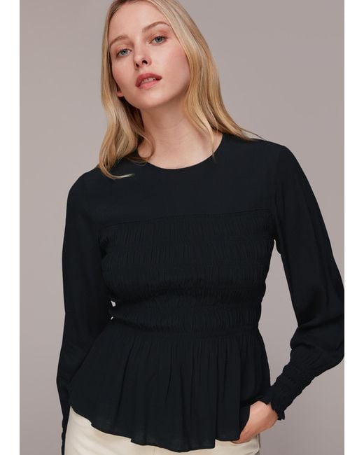 Whistles Black Rosanna Shirred Top