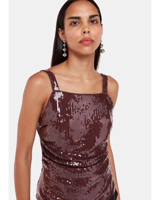 Whistles Red Sequin Cami Top