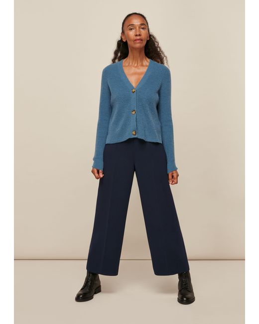 Whistles Blue Wide Leg Crop Trouser