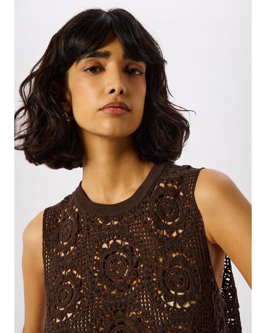 Whistles Brown Circle Crochet Tank