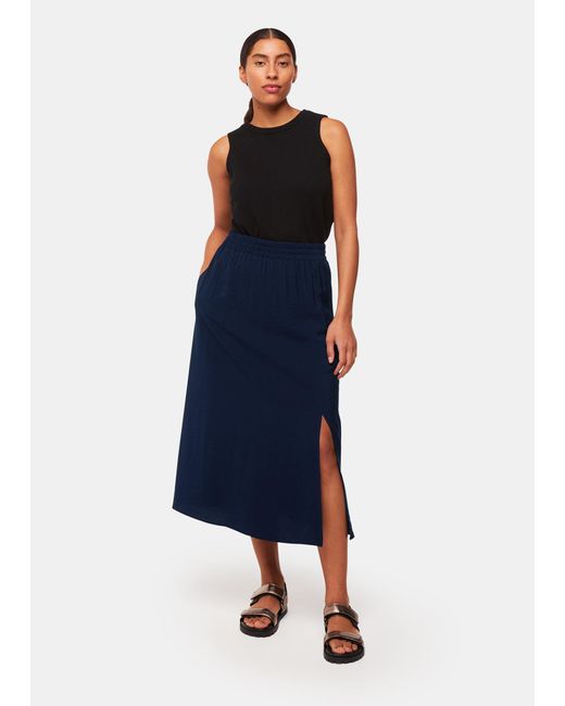 Whistles Blue Eva Elasticated Waist Skirt