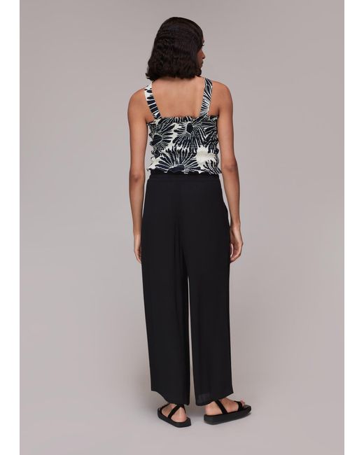 Whistles Black Imogen Fluid Cropped Trouser