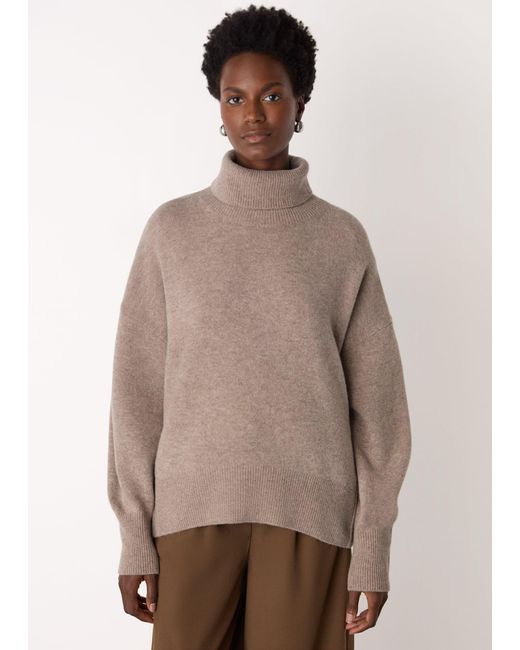 Whistles Natural Wool Roll Curved Hem Knit