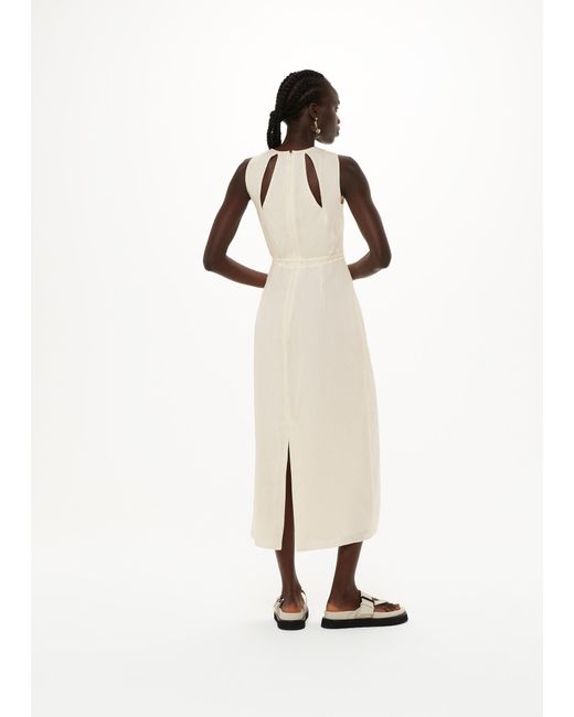 Whistles Natural Linen Blend Cut Out Back Dress