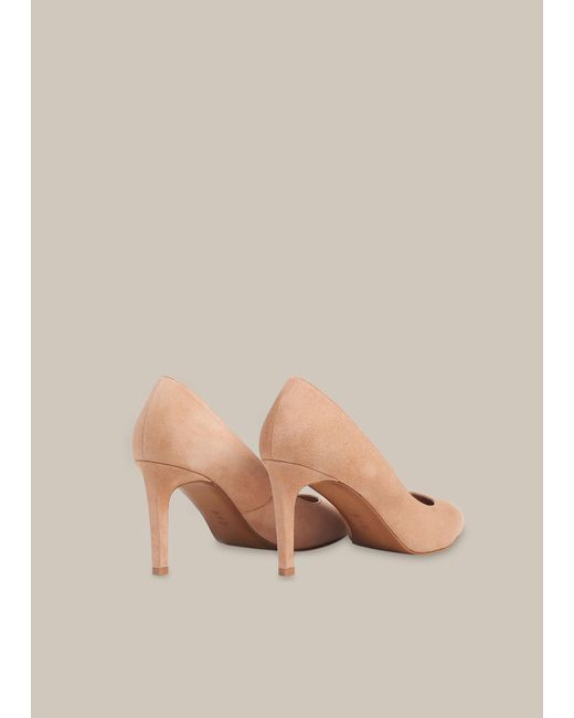 Whistles Natural Cari Mid Suede Point Pump