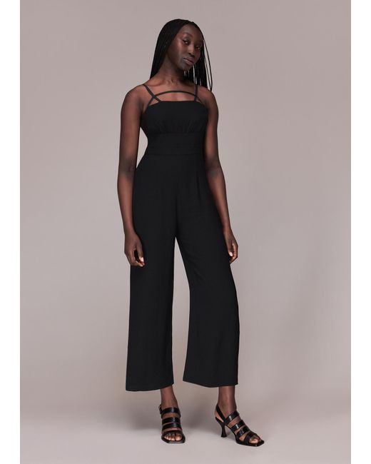 Whistles Black Reece Strap Detail Jumpsuit