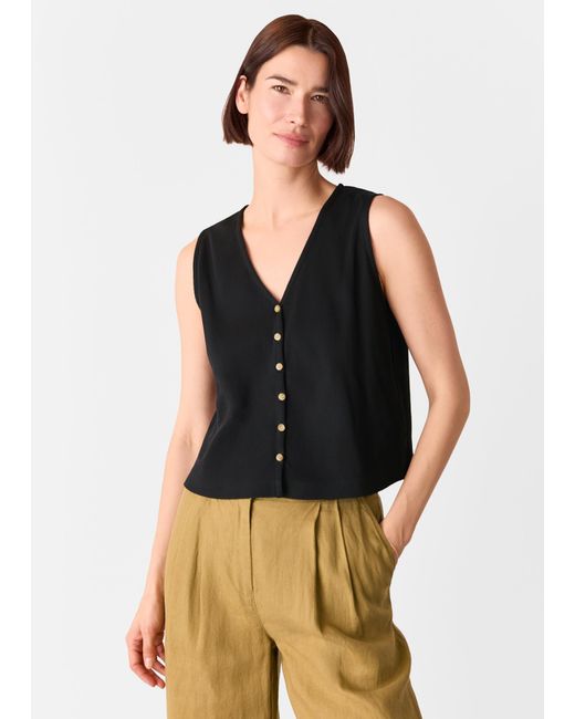Whistles Black Button Rib Tank