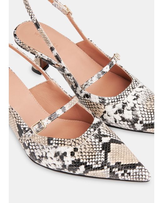 Whistles White Nila Snake Slingback Heel
