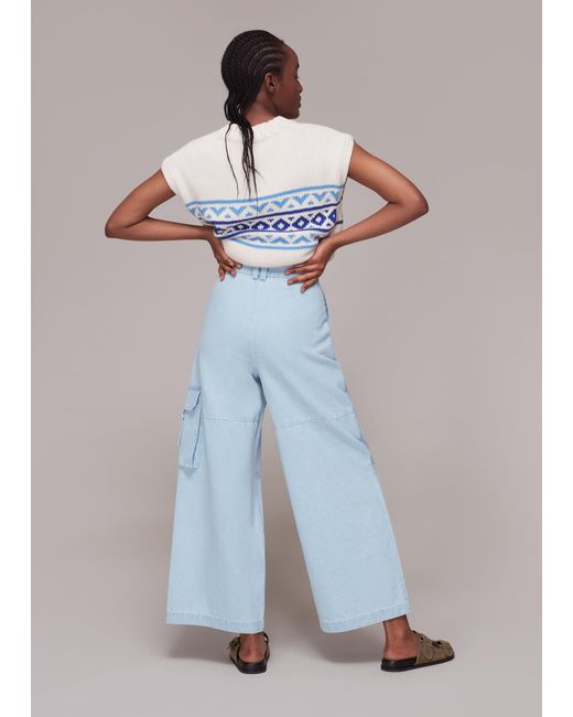 Whistles Blue Evie Pull Leg Trouser