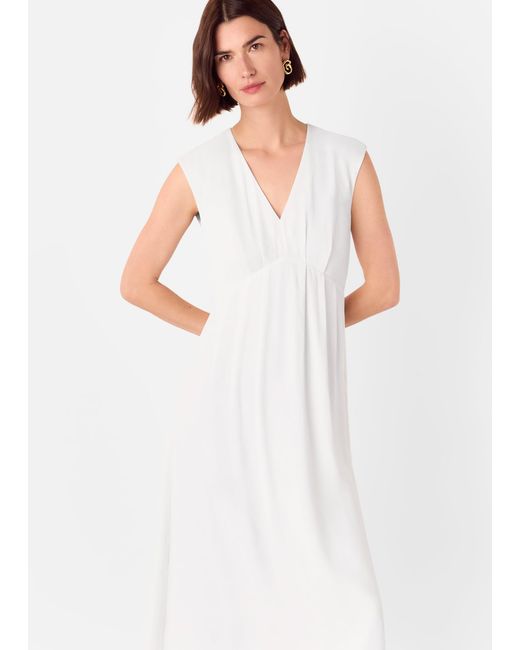 Whistles Pink Crepe Sleeveless Midi Dress