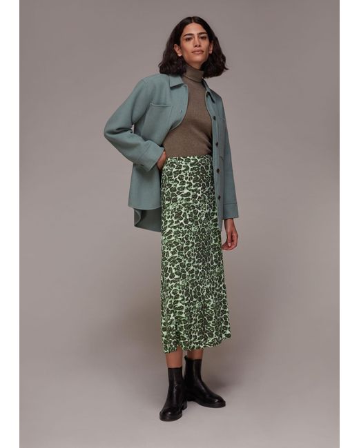 Whistles Gray Clouded Leopard Skirt