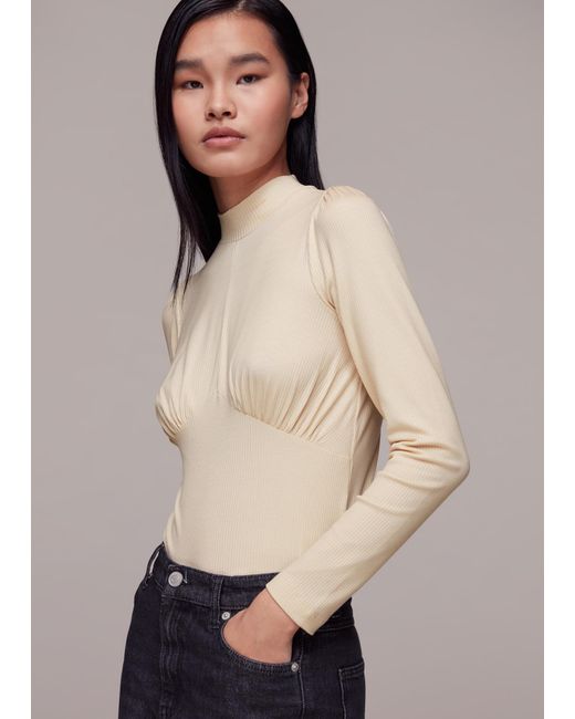 Whistles Natural Gathered Bust Top