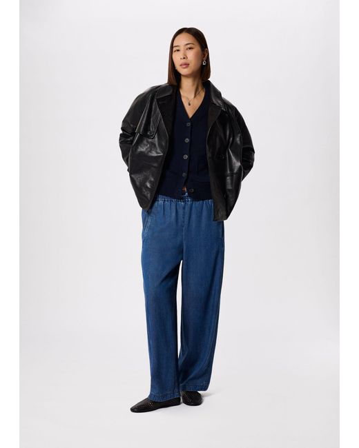 Whistles Blue Cotton Pocket Detail Cardigan