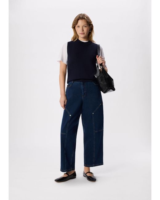 Whistles Blue Barrel Mid Rise Trouser