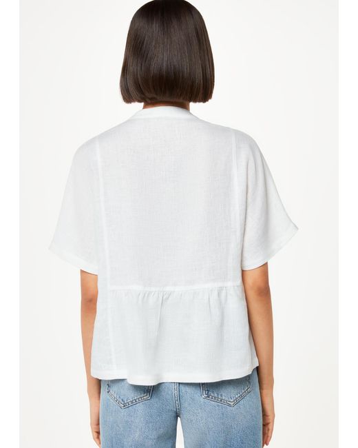 Whistles White Hannah Linen Peplum Blouse