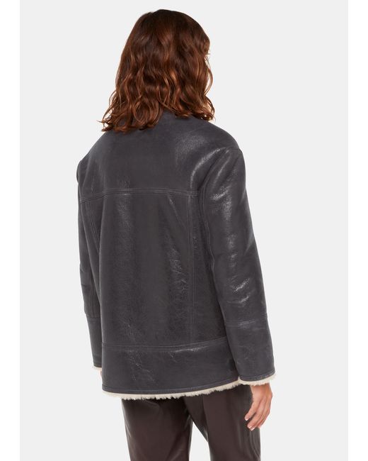 Whistles White Annika Leather Aviator Jacket