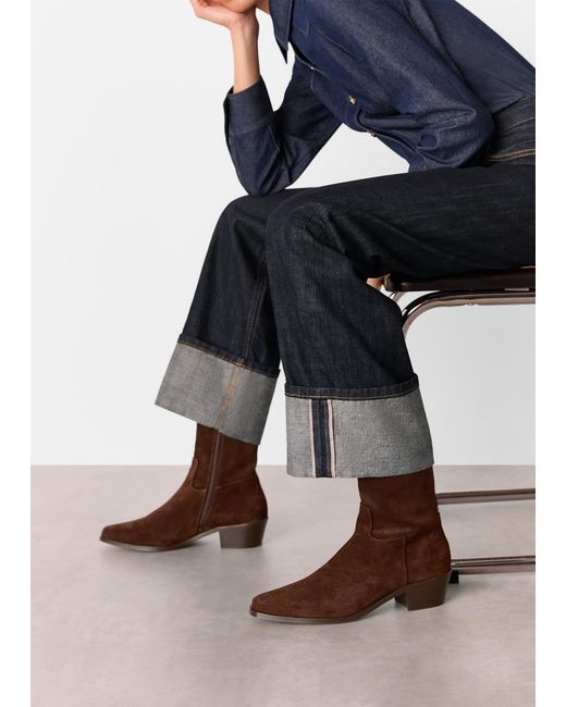 Whistles Brown Suede Clean Western Boot