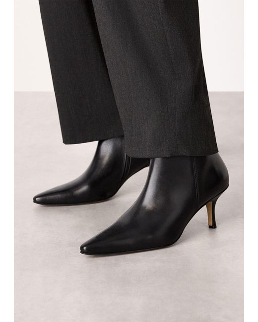 Whistles Black Pointed Kitten Heel Boot