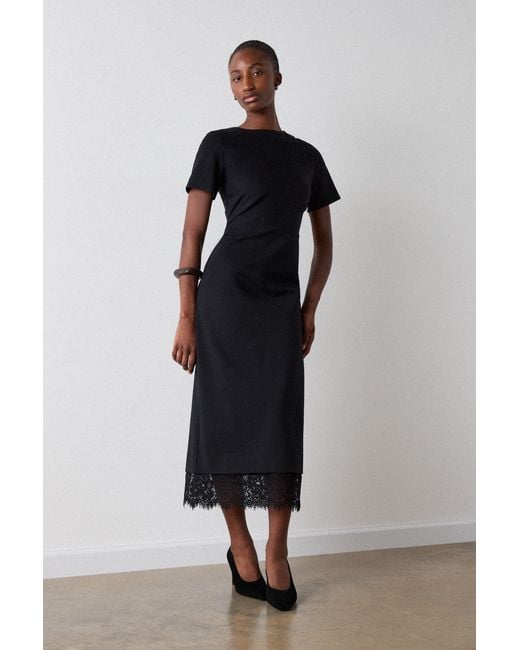 Whistles Black Ponte Detachable Lace Dress
