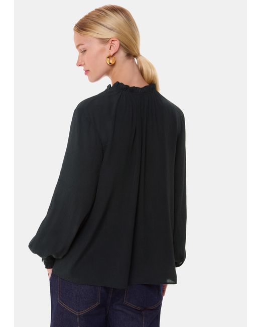 Whistles Blue Paige Tie Neck Blouse