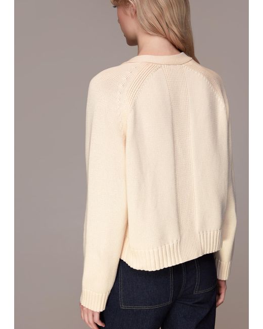 Whistles Natural Karine Rib Detail Cardigan