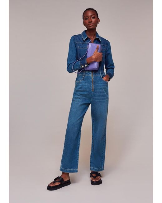 Whistles Blue Elliot Patchwork Boilersuit