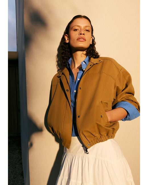 Whistles Natural Wax Coated Bomber Jacket