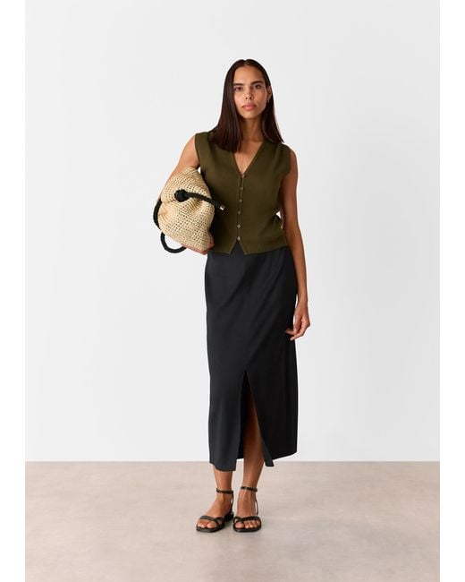 Whistles Black Ponte Straight Skirt