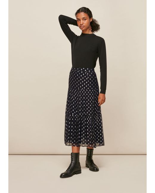 Whistles Natural Metallic Dobby Skirt