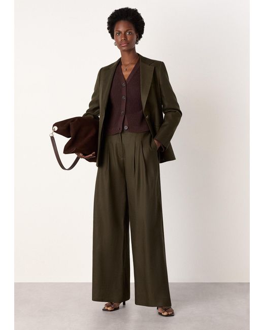Whistles Brown V Neck Cotton Cardigan