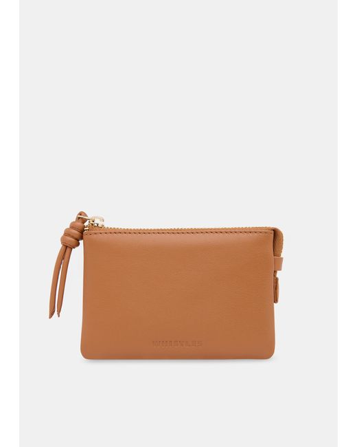 Whistles Brown Knotted Zip Pull Purse