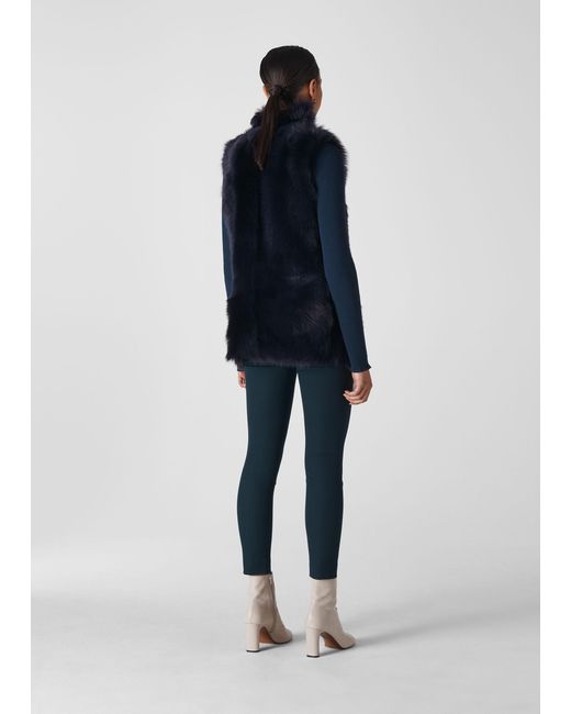 Whistles Blue Longline Sheepskin Gilet