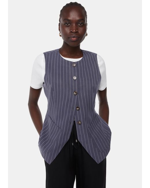Whistles Blue Lottie Pinstripe Waistcoat