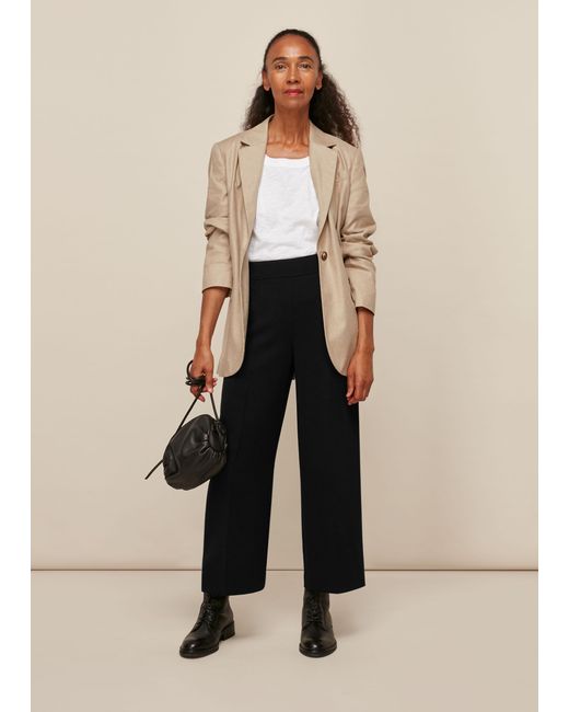 Whistles Natural Wide Leg Crop Trouser