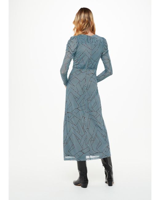 Whistles Blue Striped Corners Mesh Dress