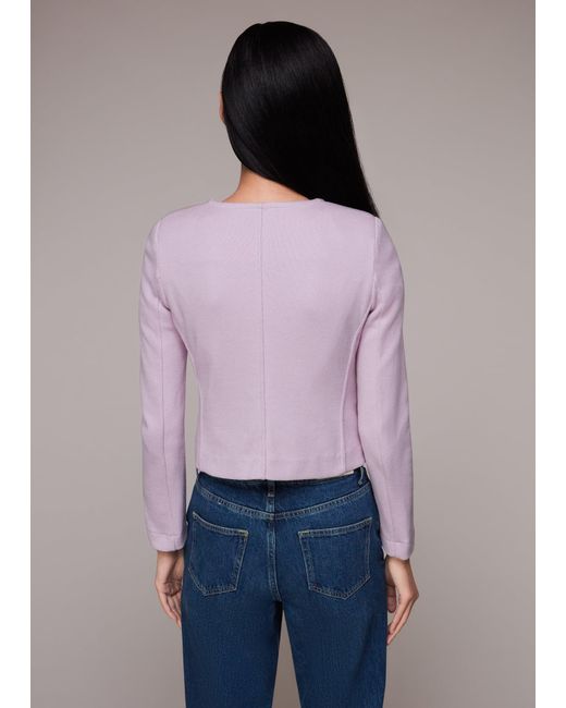 Whistles Blue Collarless Jersey Jacket