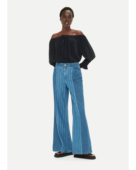Whistles Winoa Off Shoulder Top in Blue | Lyst