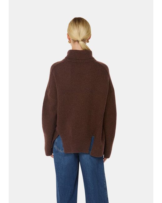 Whistles Brown Wool Roll Neck Knit
