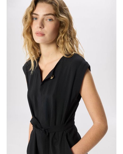 Whistles Black Button Detail Tie Jumpsuit