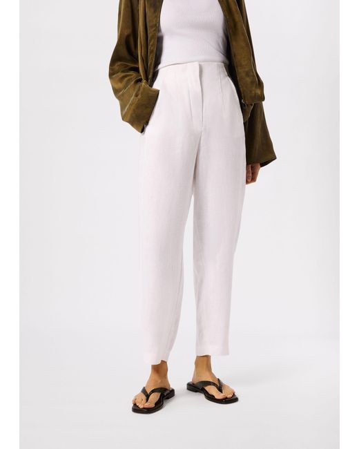 Whistles White Linen Barrel Leg Trouser