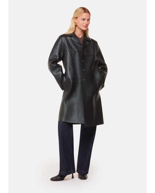 Whistles Black Gemma Bonded Leather Coat