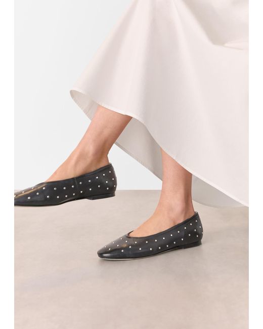 Whistles Natural Karina Studded Ballet Pump